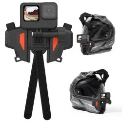 Telesin 2nd Generation Helmet Chin Mount---Orange color for action cameras _ black